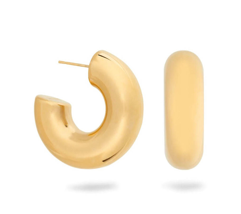 Pair of waterproof and allergy-friendly chunky hoop earrings weighing 25g
